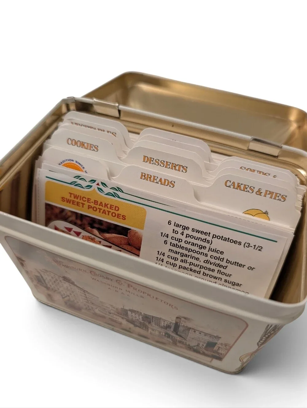 VINTAGE Gold Medal Recipe Box Decorative Flour Logo Tin Minnesota Collectable